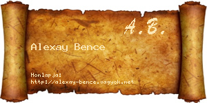 Alexay Bence névjegykártya
