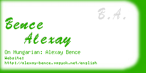 bence alexay business card